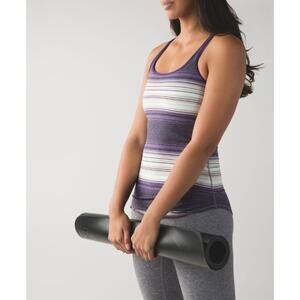 Lululemon Refresh Racer Tank Top Osaka Stripe Heathered Black Going Grape Size 6